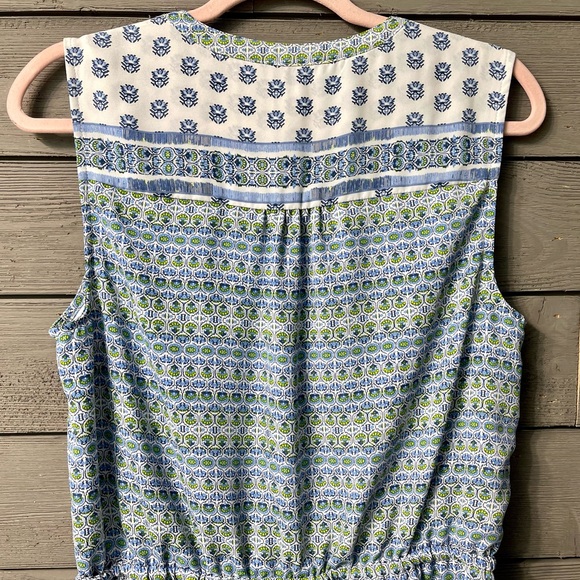 The GAP Sleeveless Blue Green White Patterned Tie Waist Shirt Dress Sz Medium - Picture 11 of 11